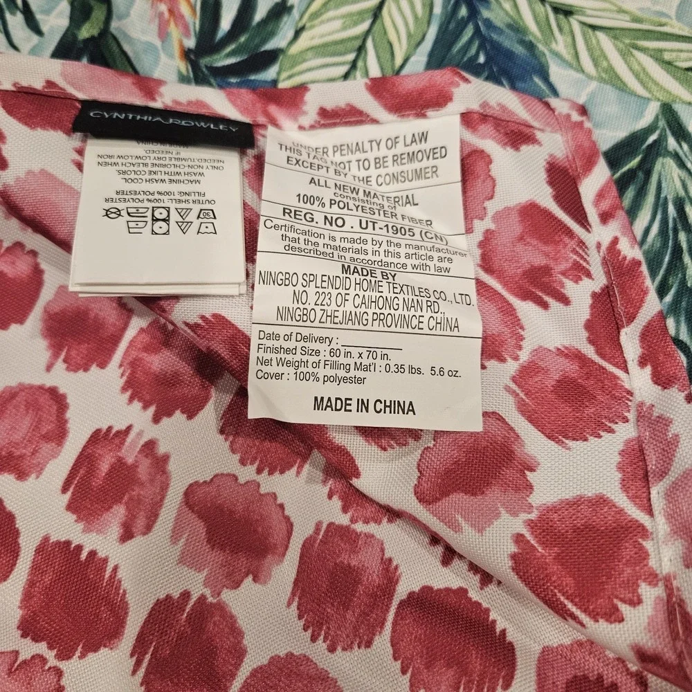 Cynthia Rowley Tropical Floral 60x70 Picnic Throw Blanket With Zipper Carry Bag